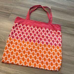 Shiraleah Chicago Orange Pink Printed 100% Cotton Zip Tote Bag